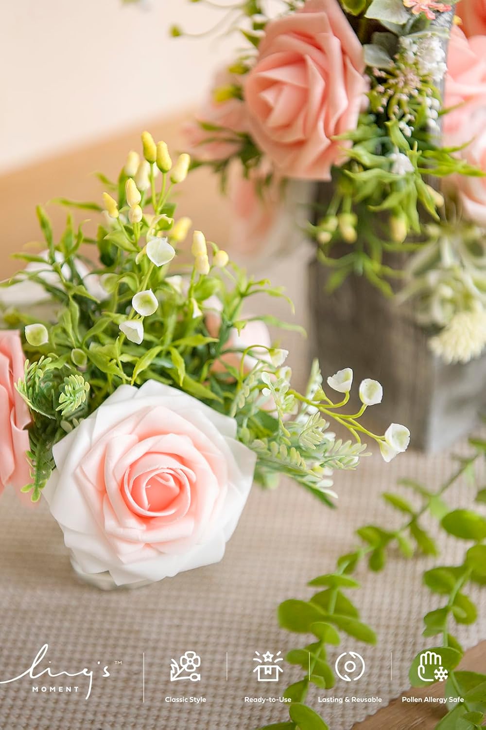 Artificial Flowers, 3" Roses in Emerald Green Shades