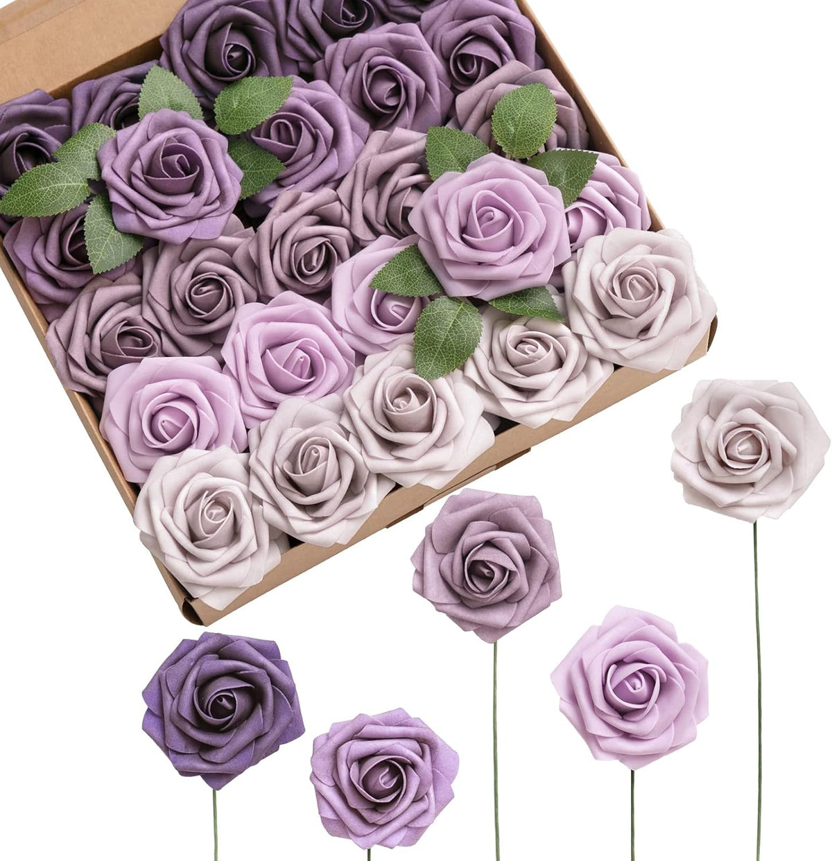 Artificial Flowers, 3" Roses in Emerald Green Shades