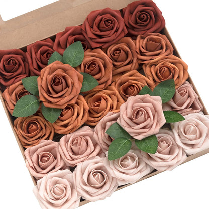 Artificial Flowers, 3" Roses in Emerald Green Shades