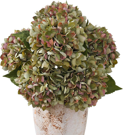 6PCS Realistic Artificial Silk Hydrangea Flowers – Premium Fake Hydrangea Flowers Bouquets with Stems, Full Faux Hydrangea Blooms for Home Wedding Table Party Office Decorations(Light Green)