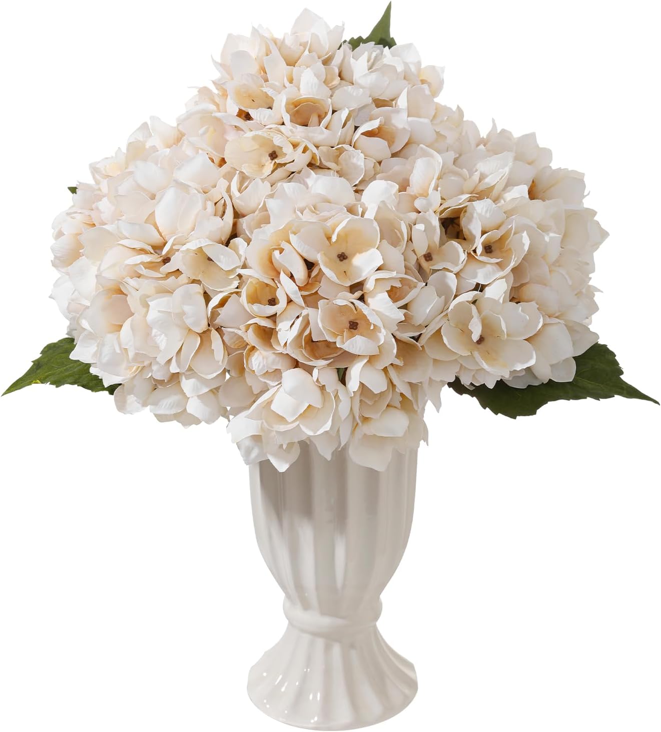 6PCS Realistic Artificial Silk Hydrangea Flowers – Premium Fake Hydrangea Flowers Bouquets with Stems, Full Faux Hydrangea Blooms for Home Wedding Table Party Office Decorations(Light Green)