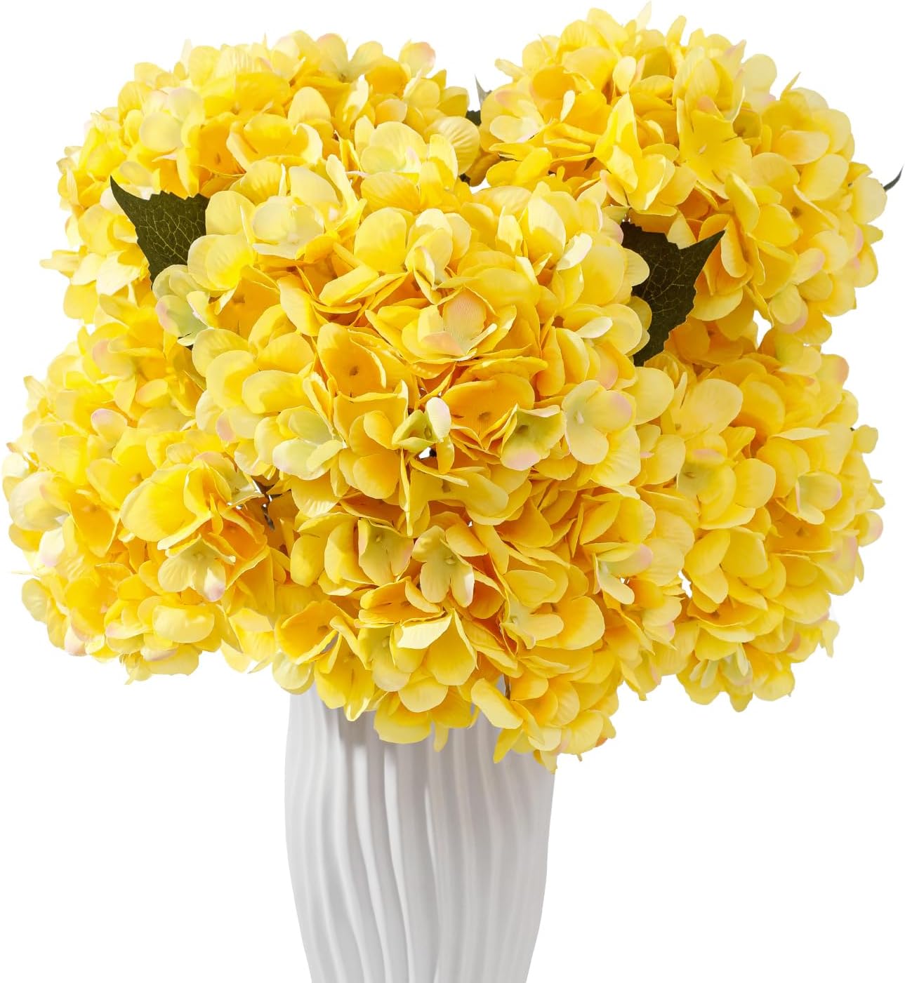 6PCS Realistic Artificial Silk Hydrangea Flowers – Premium Fake Hydrangea Flowers Bouquets with Stems, Full Faux Hydrangea Blooms for Home Wedding Table Party Office Decorations(Light Green)