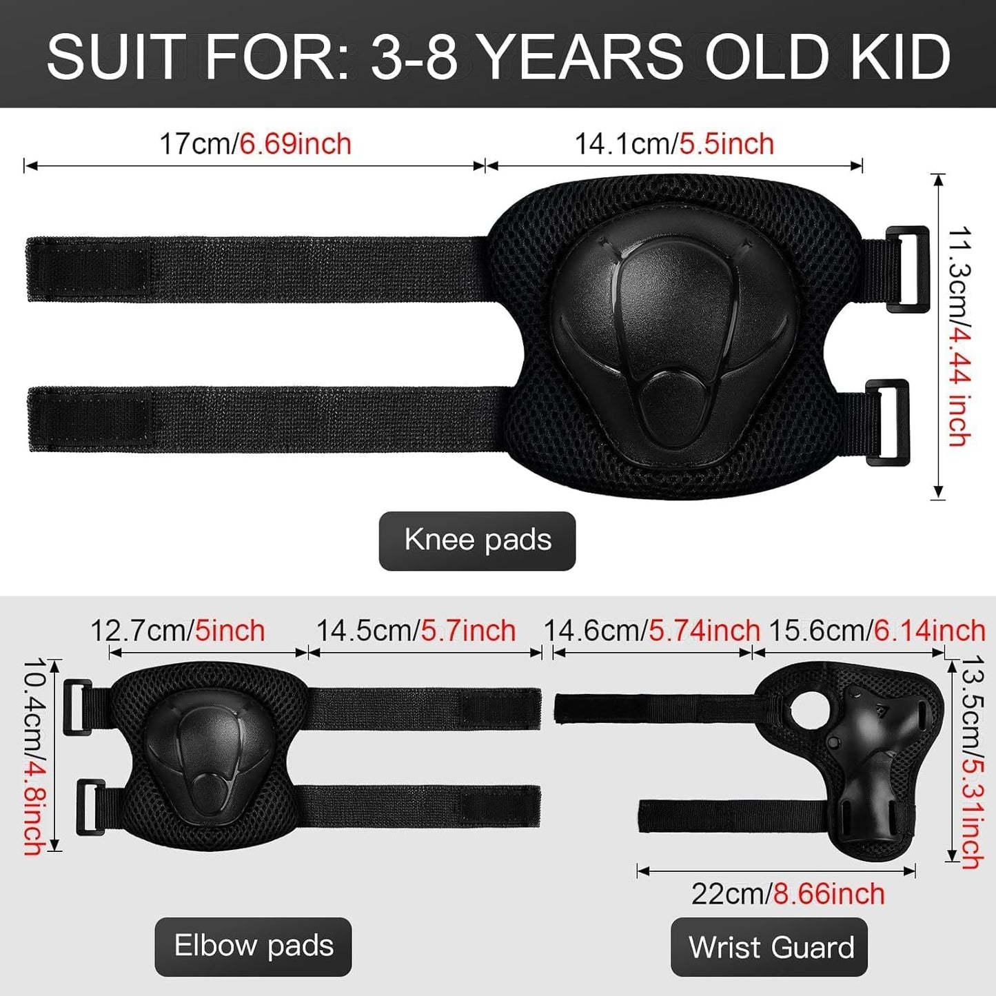 Kids Bike Helmet and Pads Set - Helmet with Knee Pads Elbow Pads Wrist Guards, CPSC Certified Adjustable Protective Gear for Girls Boys, for Bicycle Skate Scooter Skateboarding