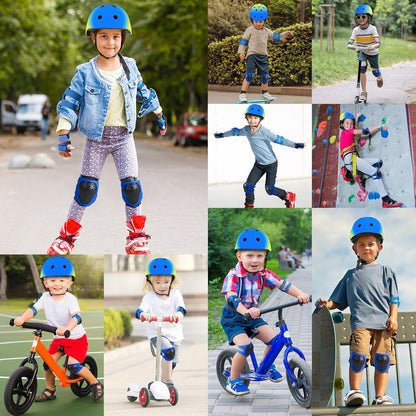 Kids Bike Helmet and Pads Set - Helmet with Knee Pads Elbow Pads Wrist Guards, CPSC Certified Adjustable Protective Gear for Girls Boys, for Bicycle Skate Scooter Skateboarding