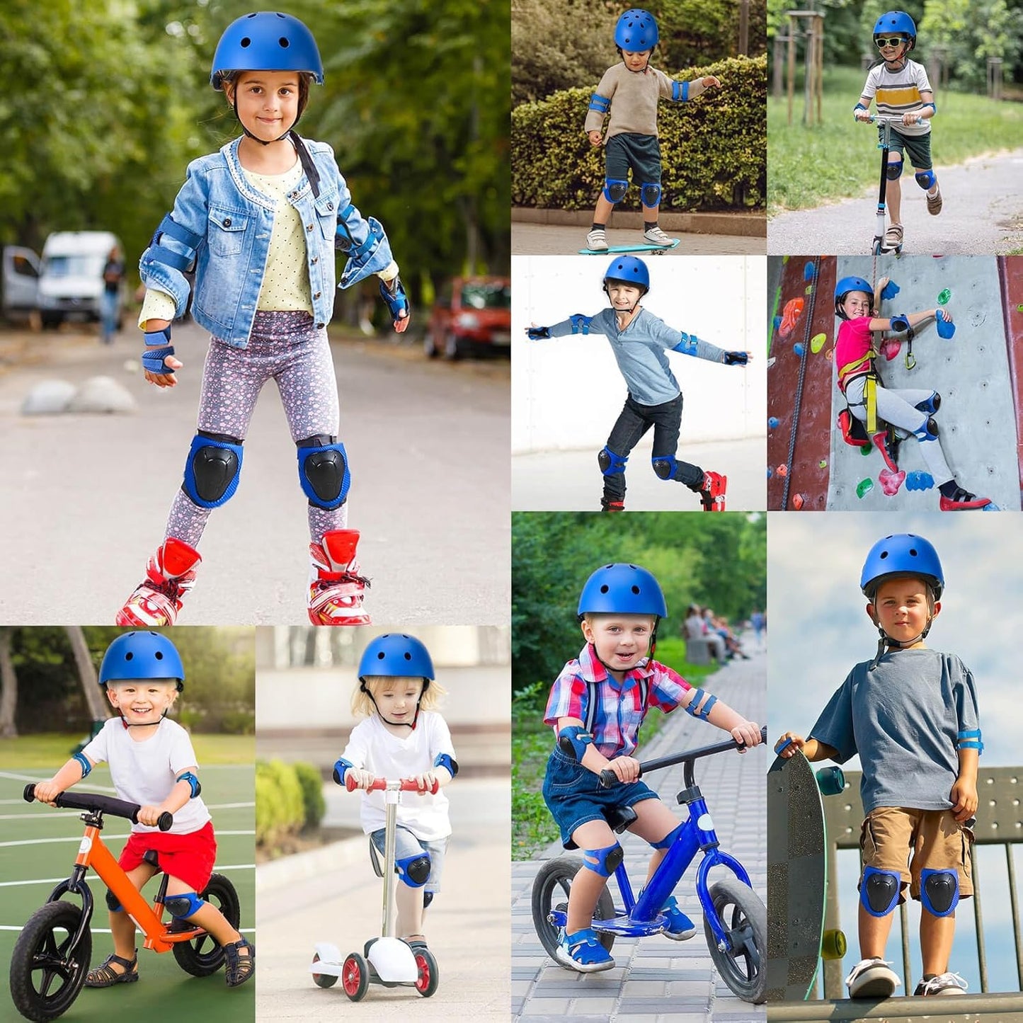 Kids Bike Helmet and Pads Set - Helmet with Knee Pads Elbow Pads Wrist Guards, CPSC Certified Adjustable Protective Gear for Girls Boys, for Bicycle Skate Scooter Skateboarding