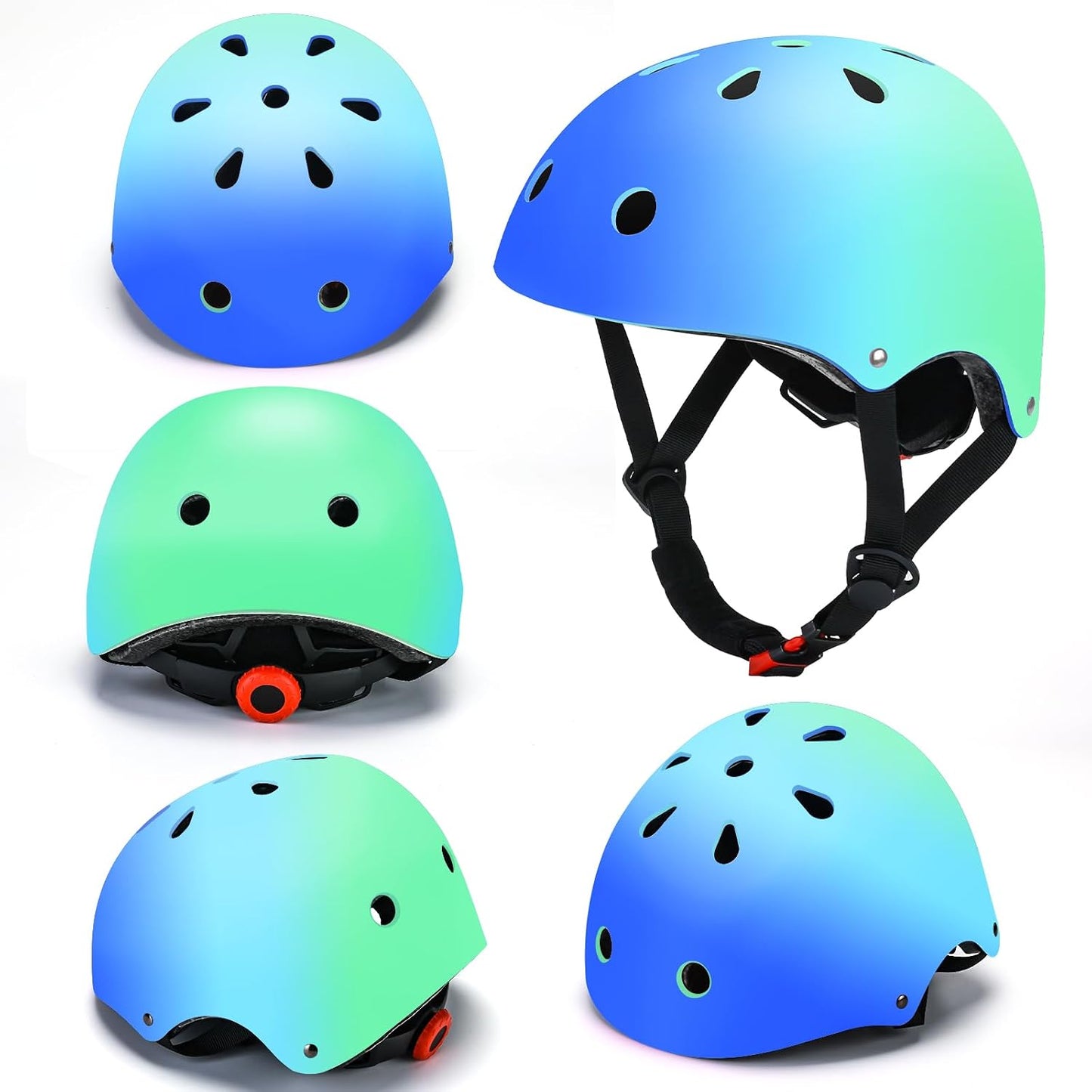 Kids Bike Helmet and Pads Set - Helmet with Knee Pads Elbow Pads Wrist Guards, CPSC Certified Adjustable Protective Gear for Girls Boys, for Bicycle Skate Scooter Skateboarding
