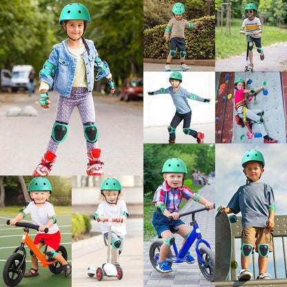 Kids Bike Helmet and Pads Set - Helmet with Knee Pads Elbow Pads Wrist Guards, CPSC Certified Adjustable Protective Gear for Girls Boys, for Bicycle Skate Scooter Skateboarding