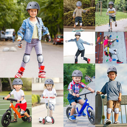 Kids Bike Helmet and Pads Set - Helmet with Knee Pads Elbow Pads Wrist Guards, CPSC Certified Adjustable Protective Gear for Girls Boys, for Bicycle Skate Scooter Skateboarding