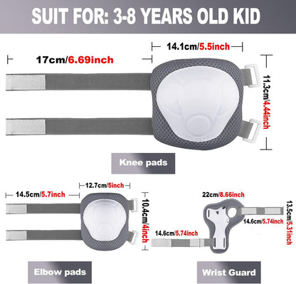 Kids Bike Helmet and Pads Set - Helmet with Knee Pads Elbow Pads Wrist Guards, CPSC Certified Adjustable Protective Gear for Girls Boys, for Bicycle Skate Scooter Skateboarding
