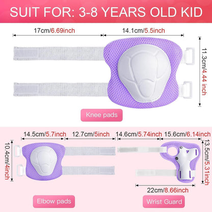 Kids Bike Helmet and Pads Set - Helmet with Knee Pads Elbow Pads Wrist Guards, CPSC Certified Adjustable Protective Gear for Girls Boys, for Bicycle Skate Scooter Skateboarding