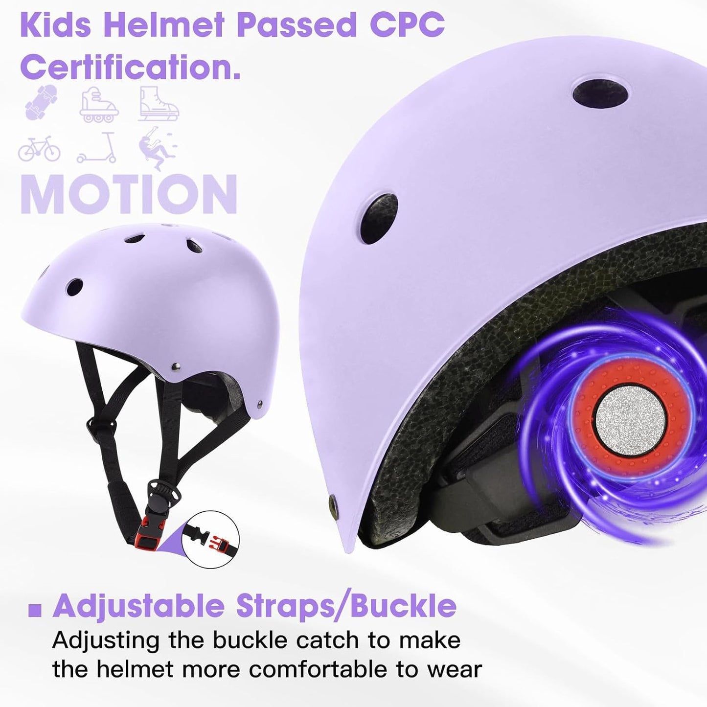 Kids Bike Helmet and Pads Set - Helmet with Knee Pads Elbow Pads Wrist Guards, CPSC Certified Adjustable Protective Gear for Girls Boys, for Bicycle Skate Scooter Skateboarding