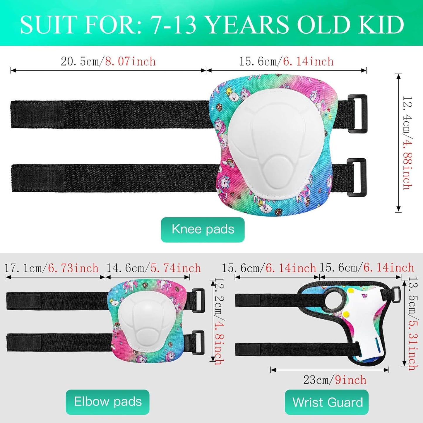 Kids Bike Helmet and Pads Set - Helmet with Knee Pads Elbow Pads Wrist Guards, CPSC Certified Adjustable Protective Gear for Girls Boys, for Bicycle Skate Scooter Skateboarding