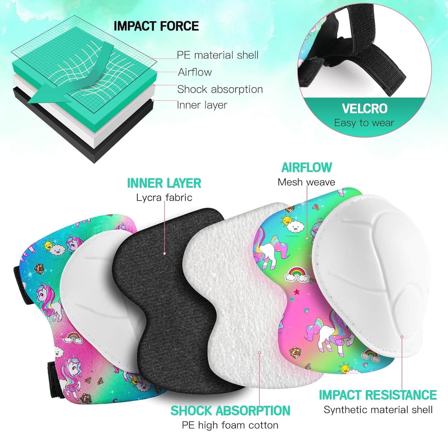 Kids Bike Helmet and Pads Set - Helmet with Knee Pads Elbow Pads Wrist Guards, CPSC Certified Adjustable Protective Gear for Girls Boys, for Bicycle Skate Scooter Skateboarding