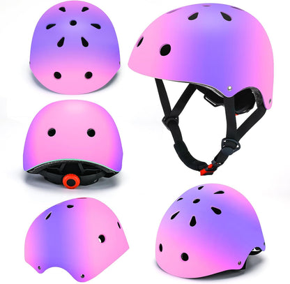 Kids Bike Helmet and Pads Set - Helmet with Knee Pads Elbow Pads Wrist Guards, CPSC Certified Adjustable Protective Gear for Girls Boys, for Bicycle Skate Scooter Skateboarding