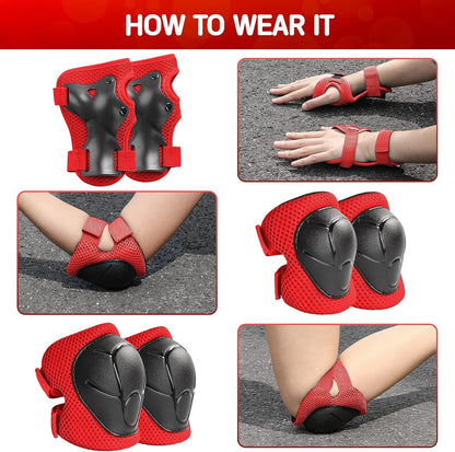 Kids Bike Helmet and Pads Set - Helmet with Knee Pads Elbow Pads Wrist Guards, CPSC Certified Adjustable Protective Gear for Girls Boys, for Bicycle Skate Scooter Skateboarding