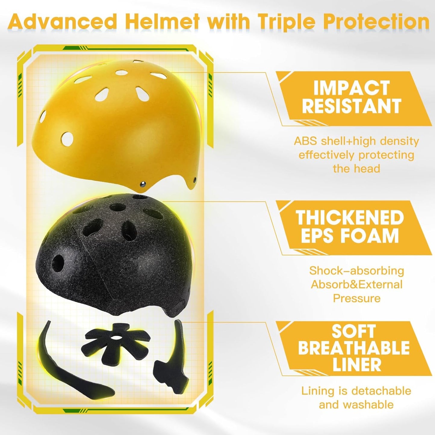 Kids Bike Helmet and Pads Set - Helmet with Knee Pads Elbow Pads Wrist Guards, CPSC Certified Adjustable Protective Gear for Girls Boys, for Bicycle Skate Scooter Skateboarding