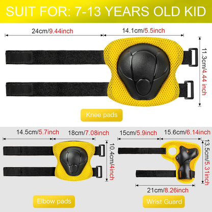 Kids Bike Helmet and Pads Set - Helmet with Knee Pads Elbow Pads Wrist Guards, CPSC Certified Adjustable Protective Gear for Girls Boys, for Bicycle Skate Scooter Skateboarding