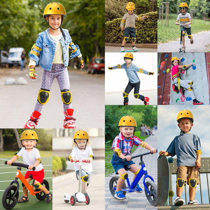 Kids Bike Helmet and Pads Set - Helmet with Knee Pads Elbow Pads Wrist Guards, CPSC Certified Adjustable Protective Gear for Girls Boys, for Bicycle Skate Scooter Skateboarding