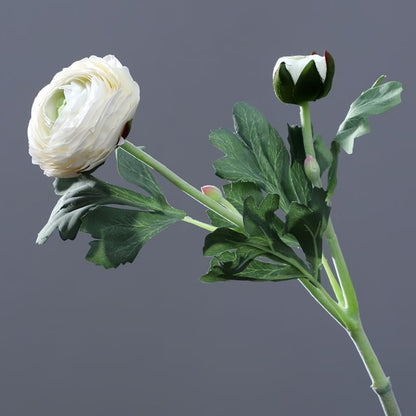 5Pcs 19.6" Artificial Ranunculus Flowers Real Touch Stem Ranunculus Artificial Flower Silk Flower for Arrangements Centerpiece Table Home Wedding Bouquet Party (White)