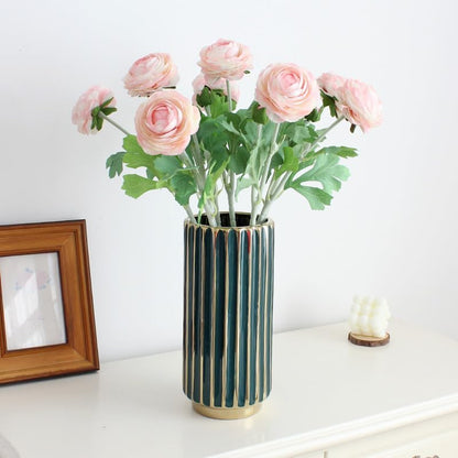5Pcs 19.6" Artificial Ranunculus Flowers Real Touch Stem Ranunculus Artificial Flower Silk Flower for Arrangements Centerpiece Table Home Wedding Bouquet Party (White)