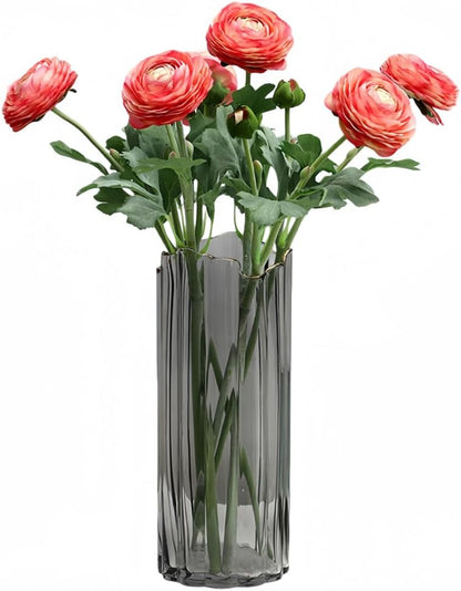 5Pcs 19.6" Artificial Ranunculus Flowers Real Touch Stem Ranunculus Artificial Flower Silk Flower for Arrangements Centerpiece Table Home Wedding Bouquet Party (White)