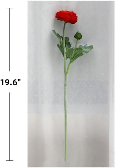 5Pcs 19.6" Artificial Ranunculus Flowers Real Touch Stem Ranunculus Artificial Flower Silk Flower for Arrangements Centerpiece Table Home Wedding Bouquet Party (White)