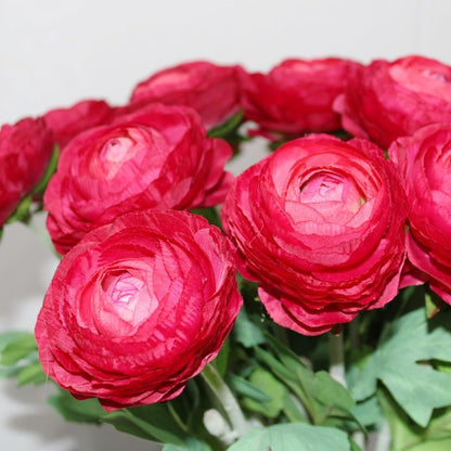 5Pcs 19.6" Artificial Ranunculus Flowers Real Touch Stem Ranunculus Artificial Flower Silk Flower for Arrangements Centerpiece Table Home Wedding Bouquet Party (White)