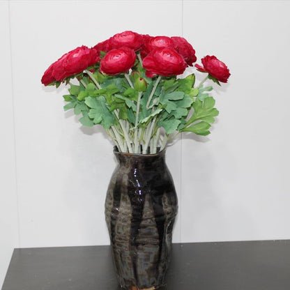5Pcs 19.6" Artificial Ranunculus Flowers Real Touch Stem Ranunculus Artificial Flower Silk Flower for Arrangements Centerpiece Table Home Wedding Bouquet Party (White)