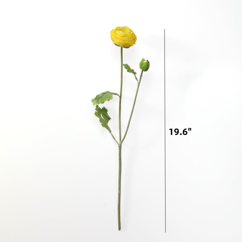 5Pcs 19.6" Artificial Ranunculus Flowers Real Touch Stem Ranunculus Artificial Flower Silk Flower for Arrangements Centerpiece Table Home Wedding Bouquet Party (White)