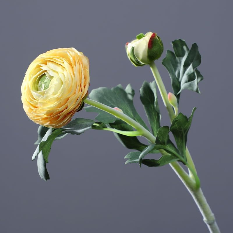5Pcs 19.6" Artificial Ranunculus Flowers Real Touch Stem Ranunculus Artificial Flower Silk Flower for Arrangements Centerpiece Table Home Wedding Bouquet Party (White)