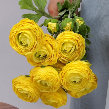 5Pcs 19.6" Artificial Ranunculus Flowers Real Touch Stem Ranunculus Artificial Flower Silk Flower for Arrangements Centerpiece Table Home Wedding Bouquet Party (White)