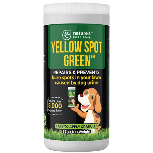 Yellow Spot Green™ Dog Urine Neutralizer for Lawns, Large 32 Ounce | Cures Urine Burns, Prevents Yellow Spots in Your Yard, Repair and Protect Grass from Dog Pee, Easy to Use Granules