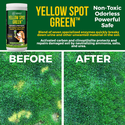 Yellow Spot Green™ Dog Urine Neutralizer for Lawns, Large 32 Ounce | Cures Urine Burns, Prevents Yellow Spots in Your Yard, Repair and Protect Grass from Dog Pee, Easy to Use Granules