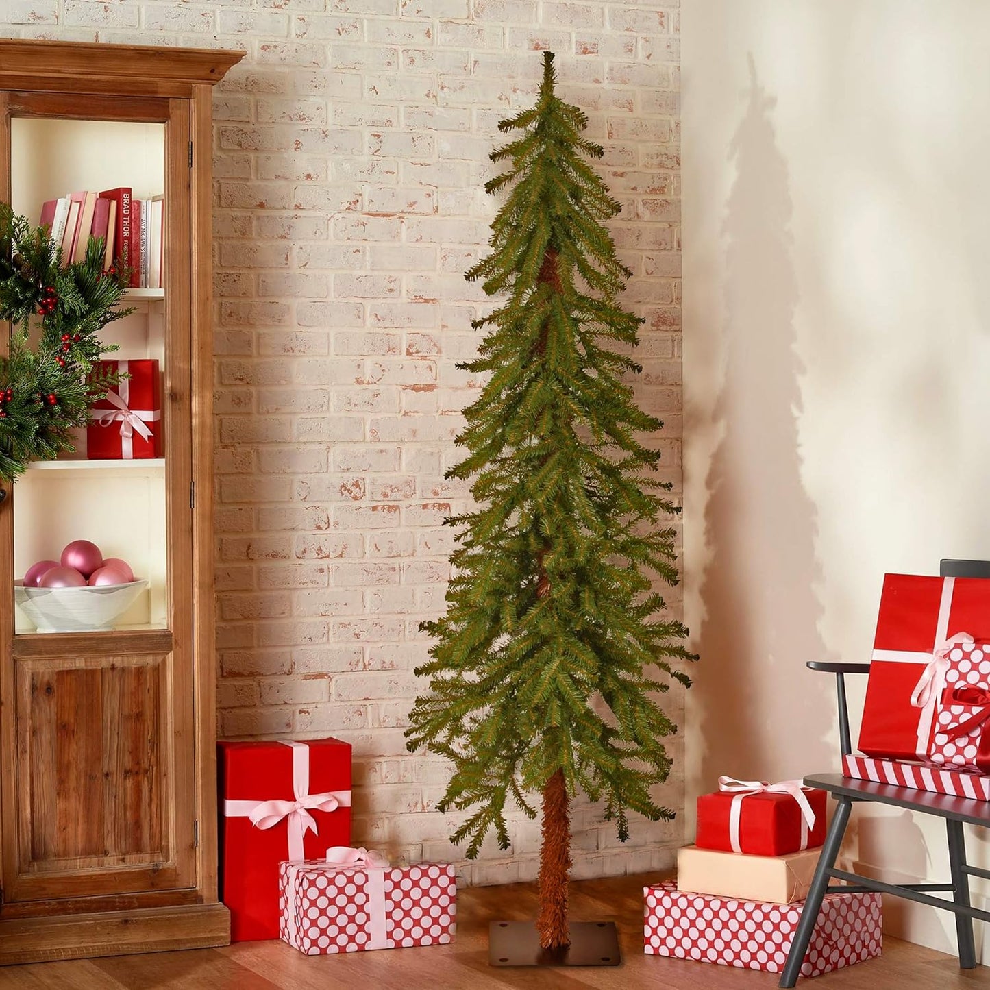 5ft Unlit Hickory Cedar Artificial Christmas Tree | 371 Tips, Metal Plate Base, Green