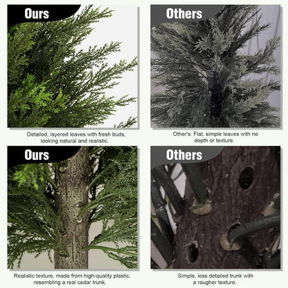 6FT Artificial Cedar Trees Set of 2, Realistic Faux Evergreen Topiary Bushes Plants, Outdoor Potted Fake Cypress Shrubs for Front Porch Garden Home Living Room Decor