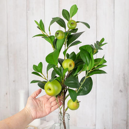 Artificial Green Apple Stem - Granny Smith Apple Tree Branch for Summer Flower Arrangements and Faux Fruit Displays (35 Inches Long)