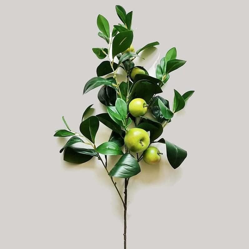 Artificial Green Apple Stem - Granny Smith Apple Tree Branch for Summer Flower Arrangements and Faux Fruit Displays (35 Inches Long)