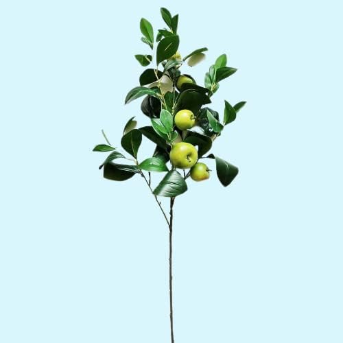 Artificial Green Apple Stem - Granny Smith Apple Tree Branch for Summer Flower Arrangements and Faux Fruit Displays (35 Inches Long)