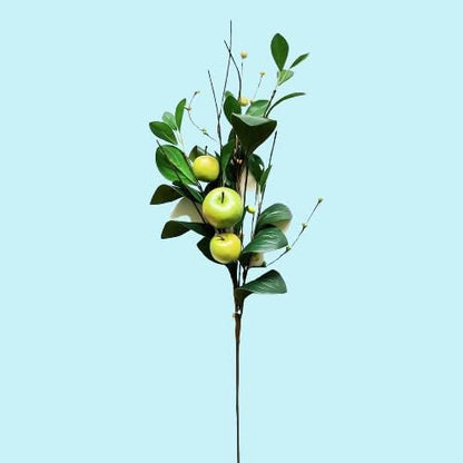 Artificial Green Apple Stem - Granny Smith Apple Tree Branch for Summer Flower Arrangements and Faux Fruit Displays (35 Inches Long)