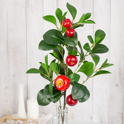 Artificial Green Apple Stem - Granny Smith Apple Tree Branch for Summer Flower Arrangements and Faux Fruit Displays (35 Inches Long)