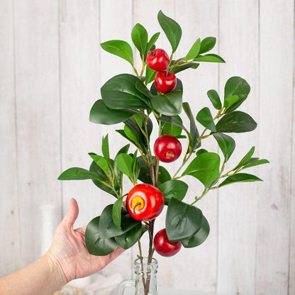 Artificial Green Apple Stem - Granny Smith Apple Tree Branch for Summer Flower Arrangements and Faux Fruit Displays (35 Inches Long)