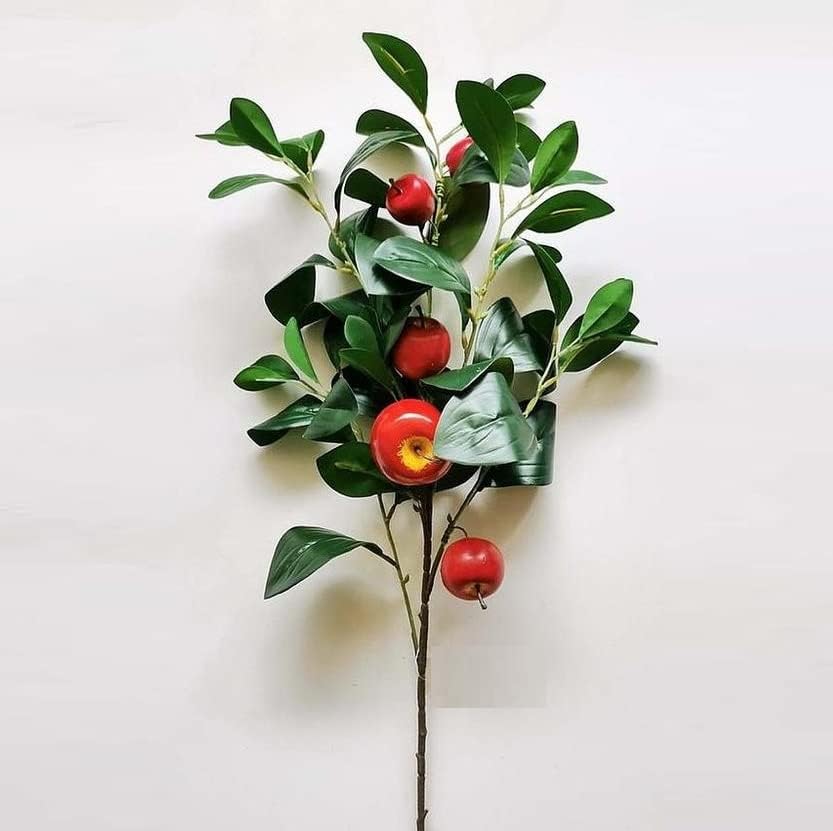 Artificial Green Apple Stem - Granny Smith Apple Tree Branch for Summer Flower Arrangements and Faux Fruit Displays (35 Inches Long)