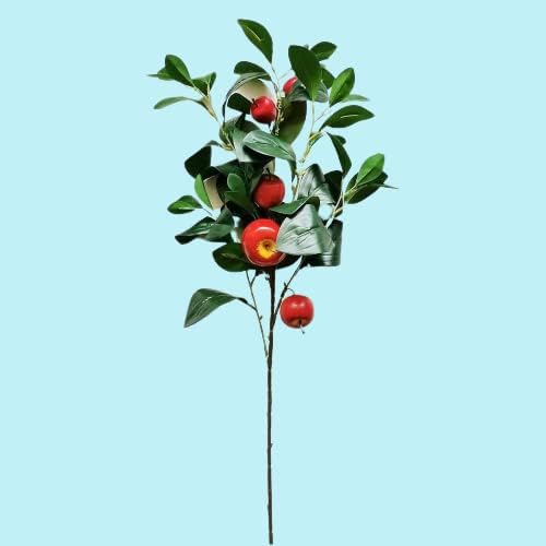 Artificial Green Apple Stem - Granny Smith Apple Tree Branch for Summer Flower Arrangements and Faux Fruit Displays (35 Inches Long)