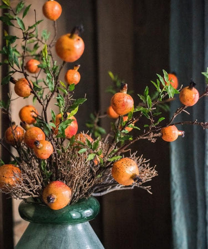 Rustic Reach Artificial Pomegranate Fruit Fake Plant Branches | Indoor Fall Decor | Pomegranate Stem Fake Tree | Home Office Table Decorative Accent - 36" Tall (1 Stem)