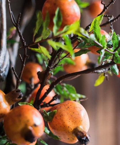 Rustic Reach Artificial Pomegranate Fruit Fake Plant Branches | Indoor Fall Decor | Pomegranate Stem Fake Tree | Home Office Table Decorative Accent - 36" Tall (1 Stem)