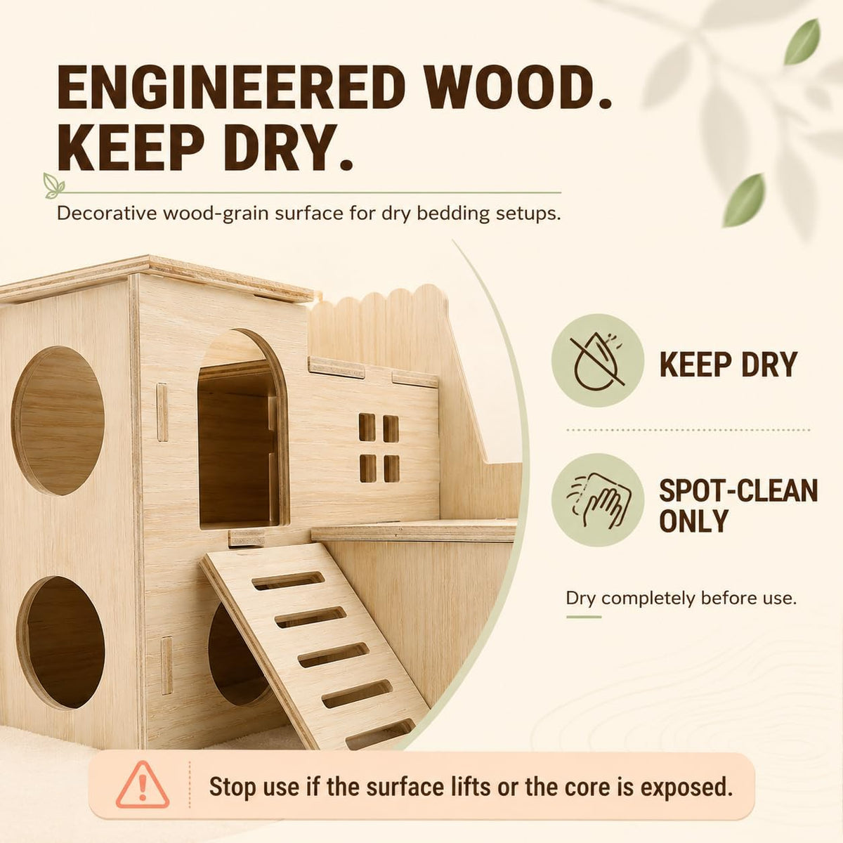 Tiny Hamster Maze Wood House Fun Slide House Double-Decker Hut for Dwarf Gerbil Mouse Mice Rat Small Animals(Only for Small Hamster)