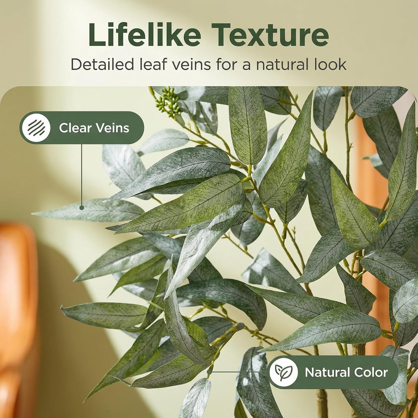 Eucalyptus Trees Artificial Indoor - 3FT Tall Faux Eucalyptus Plants in White Planter, Fake Plant Décor for Farmhouse Bedroom Office Room Hallway Decoration