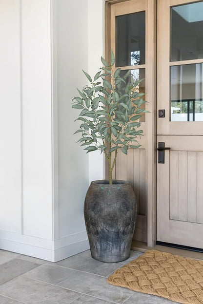 Eucalyptus Trees Artificial Indoor - 3FT Tall Faux Eucalyptus Plants in White Planter, Fake Plant Décor for Farmhouse Bedroom Office Room Hallway Decoration