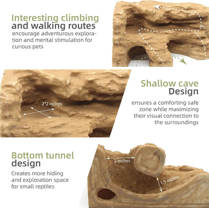 Turtle Basking Platform Shale Scape Step Ledge, Reptile Cave Hideout Turtle Tank Accessories Decorations, Great for Reptiles, Amphibians, Leopard Gecko, Bearded Dragons, Lizard, Frogs