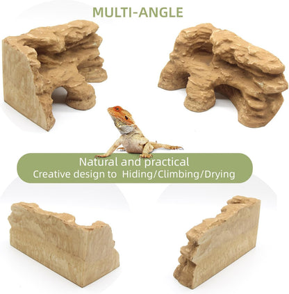 Turtle Basking Platform Shale Scape Step Ledge, Reptile Cave Hideout Turtle Tank Accessories Decorations, Great for Reptiles, Amphibians, Leopard Gecko, Bearded Dragons, Lizard, Frogs